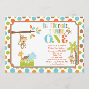 Little Monkey Oerwoud Animals eerste verjaardag ui Kaart