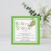 Little Monkey Pea Pod Baby Shower Invitations Kaart (Staand voorkant)