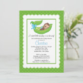 Little Monkey Pea Pod Baby Shower Invitations Kaart (Staand voorkant)