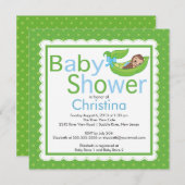 Little Monkey Pea Pod Baby Shower Invitations Kaart (Voorkant / Achterkant)