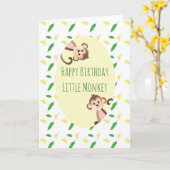 Little Monkey Tropical Leaf Banana Peels Birthday Kaart (Gele Bloem)