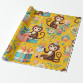 Little Monkey Wrapping Paper Cadeaupapier (Uitgerold)
