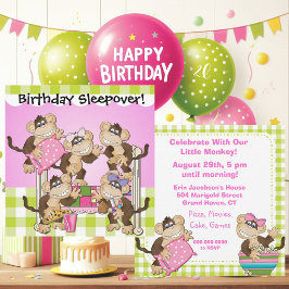 Little Monkeys Verjaardag Sleepover Invites Kaart