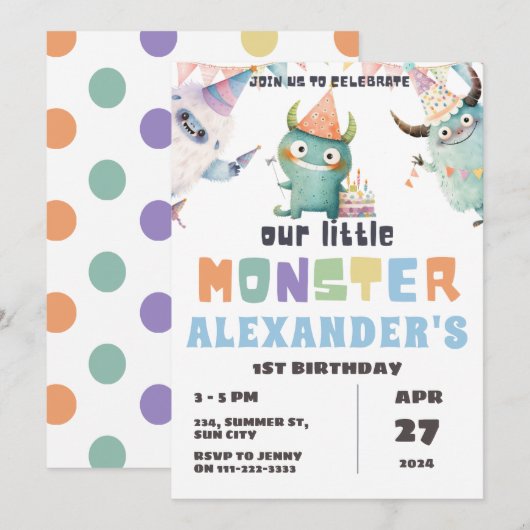 Little Monster 1e 2e 3e 4e 5e 6e Verjaardag Kaart (Voorkant / Achterkant)