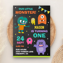 Little Monster 1e Verjaardagsfeestuitnodiging Kaart