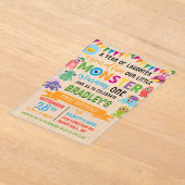 Little Monster 1st Birthday Acryl Uitnodigingen (Laagn)