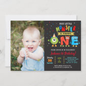 Little Monster 1st Birthday Party Invitations boy Kaart (Voorkant)