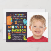 Little Monster 1st Birthday Photo Invitation Kaart (Voorkant)