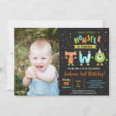 Little Monster 2e Birthday Party Invitations boy Kaart (Voorkant)