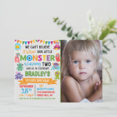 Little Monster 2e verjaardag foto Kaart (Staand voorkant)