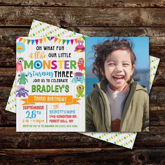 Little Monster 3rd Birthday Foto Kaart