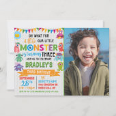 Little Monster 3rd Birthday Foto Kaart (Voorkant)