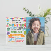 Little Monster 3rd Birthday Foto Kaart (Staand voorkant)