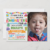 Little Monster 4th Birthday Foto Kaart (Voorkant)