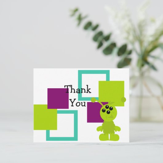 Little Monster Alien Creaters Bedankkaart (Staand voorkant)