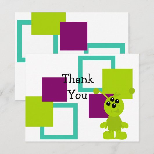 Little Monster Alien Creaters Bedankkaart (Voorkant / Achterkant)