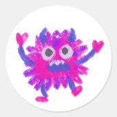 Little Monster Animal Drawing Ronde Sticker (Voorkant)