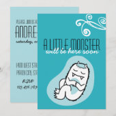 Little Monster Baby shower Invitation (jongen) Kaart (Voorkant / Achterkant)