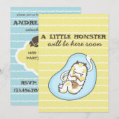 Little Monster Baby shower Invitation (jongen) Kaart (Voorkant / Achterkant)