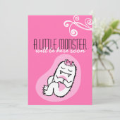 Little Monster Baby shower Invitation (meisje) Kaart (Staand voorkant)