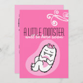 Little Monster Baby shower Invitation (meisje) Kaart (Voorkant / Achterkant)