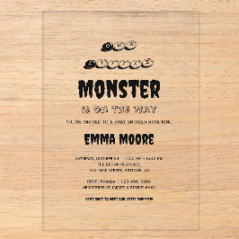 Little Monster Baby Shower Typografie Ontwerp Acryl Uitnodigingen