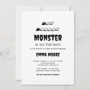 Little Monster Baby Shower Typografie Ontwerp Kaart