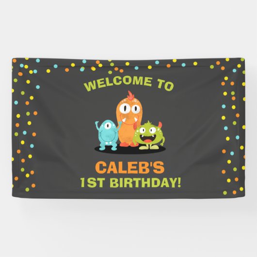 Little Monster Birthday Banner Boy Chalk Confetti (Horizontaal)