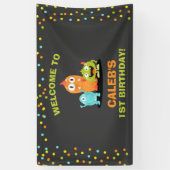 Little Monster Birthday Banner Boy Chalk Confetti (Verticaal)