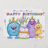 Little Monster Birthday Invitation Kaart (Voorkant / Achterkant)