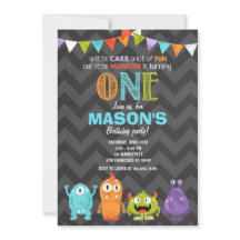 Little Monster Birthday Party Invitation Chalk