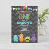 Little Monster Birthday Party Invitation Chalk Kaart (Staand voorkant)
