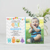 Little Monster Birthday Party Invitation Kaart (Staand voorkant)