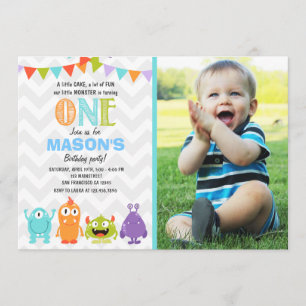 Little Monster Birthday Party Invitation Kaart