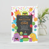 Little Monster Birthday Party Invitation Kaart (Staand voorkant)