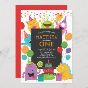 Little Monster Birthday Party Invitation Kaart