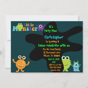 Little Monster Birthday Party Invitation Kaart