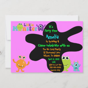 Little Monster Birthday Party Invitation Kaart