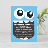 Little Monster Birthday Party Invitation Kaart (Staand voorkant)