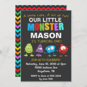 Little Monster Birthday Party Invitation Kaart (Voorkant / Achterkant)