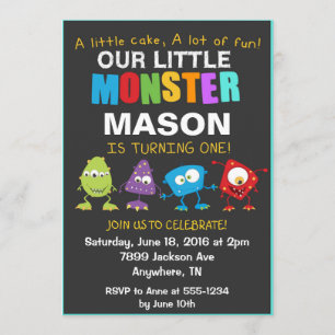 Little Monster Birthday Party Invitation Kaart