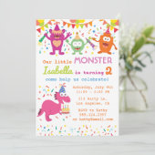 Little Monster Birthday Party Invitation Kaart (Staand voorkant)