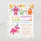 Little Monster Birthday Party Invitation Kaart (Voorkant / Achterkant)