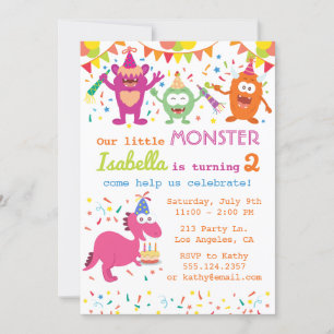 Little Monster Birthday Party Invitation Kaart