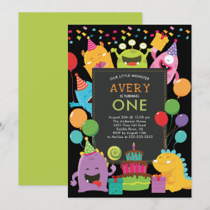 Little Monster Birthday Party Invitation Kaart