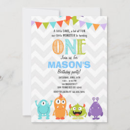 Little Monster Birthday Party Invitation Kaart