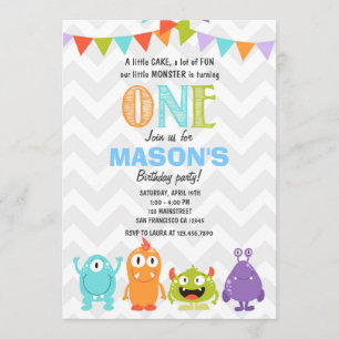 Little Monster Birthday Party Invitation Kaart