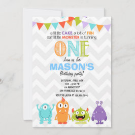 Little Monster Birthday Party Invitation Kaart
