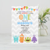 Little Monster Birthday Party Invitation Kaart (Staand voorkant)