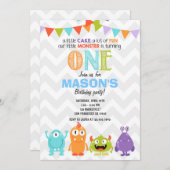 Little Monster Birthday Party Invitation Kaart (Voorkant / Achterkant)